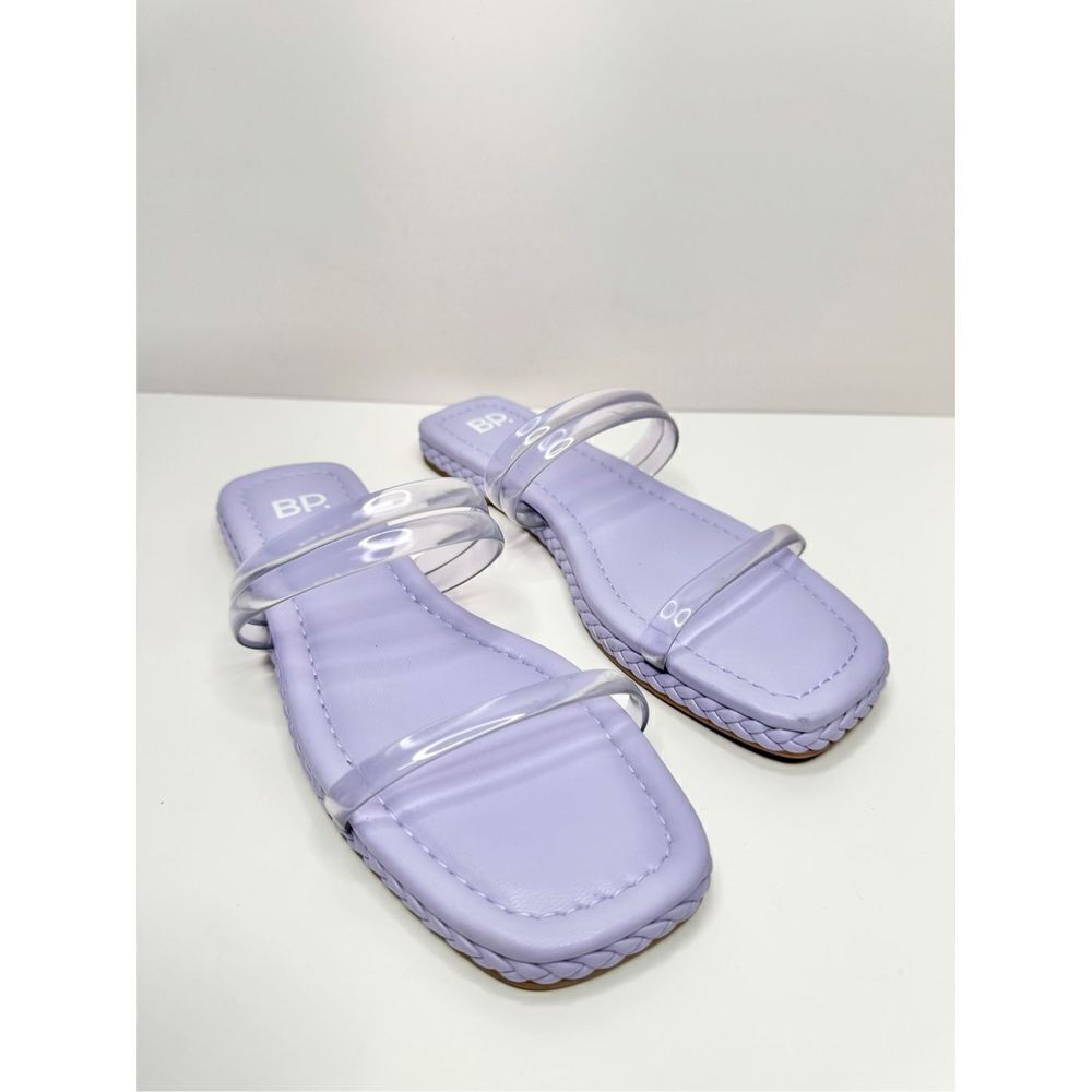 Nordstrom BP Viola Lilac Braided Flat Slide Sandals Size 6 Square‎ Open Toe